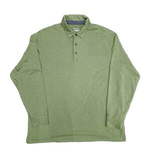 Walter Hagan Hydro-Dri Long Sleeve Golf Polo Men's XL Green/Grey Stripe Preppy